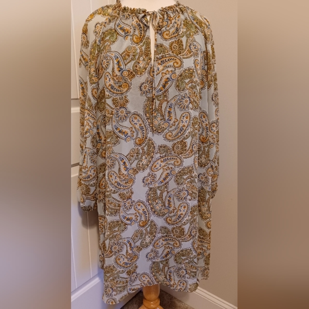 EMMA & MICHELE BLUE PAISLEY DRESS SZ MED